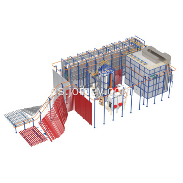Línea de recubrimiento en polvo vertical para perfil de aluminio